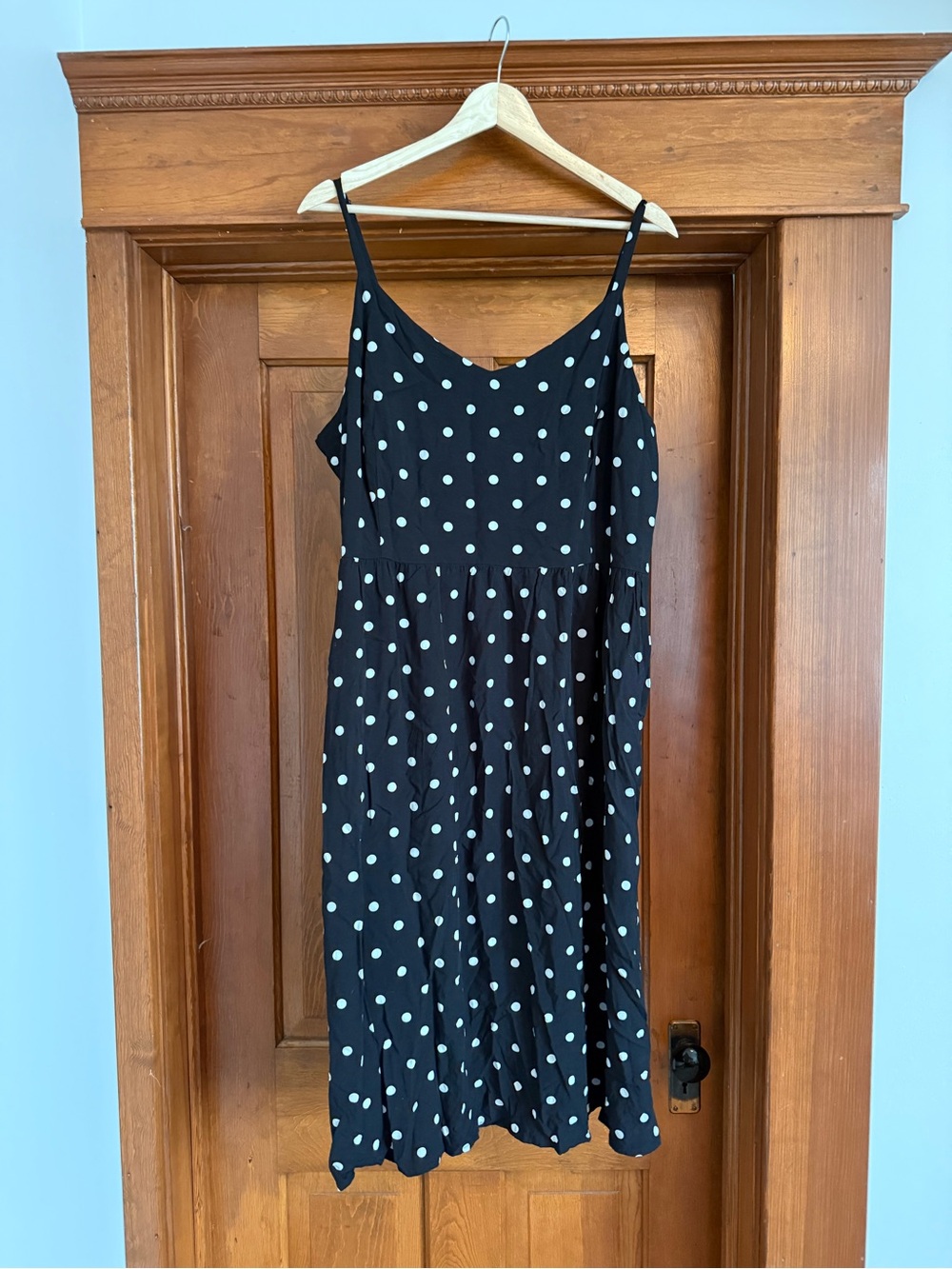 Old Navy Black Polka-Dot Spaghetti-Strap Midi Dress
